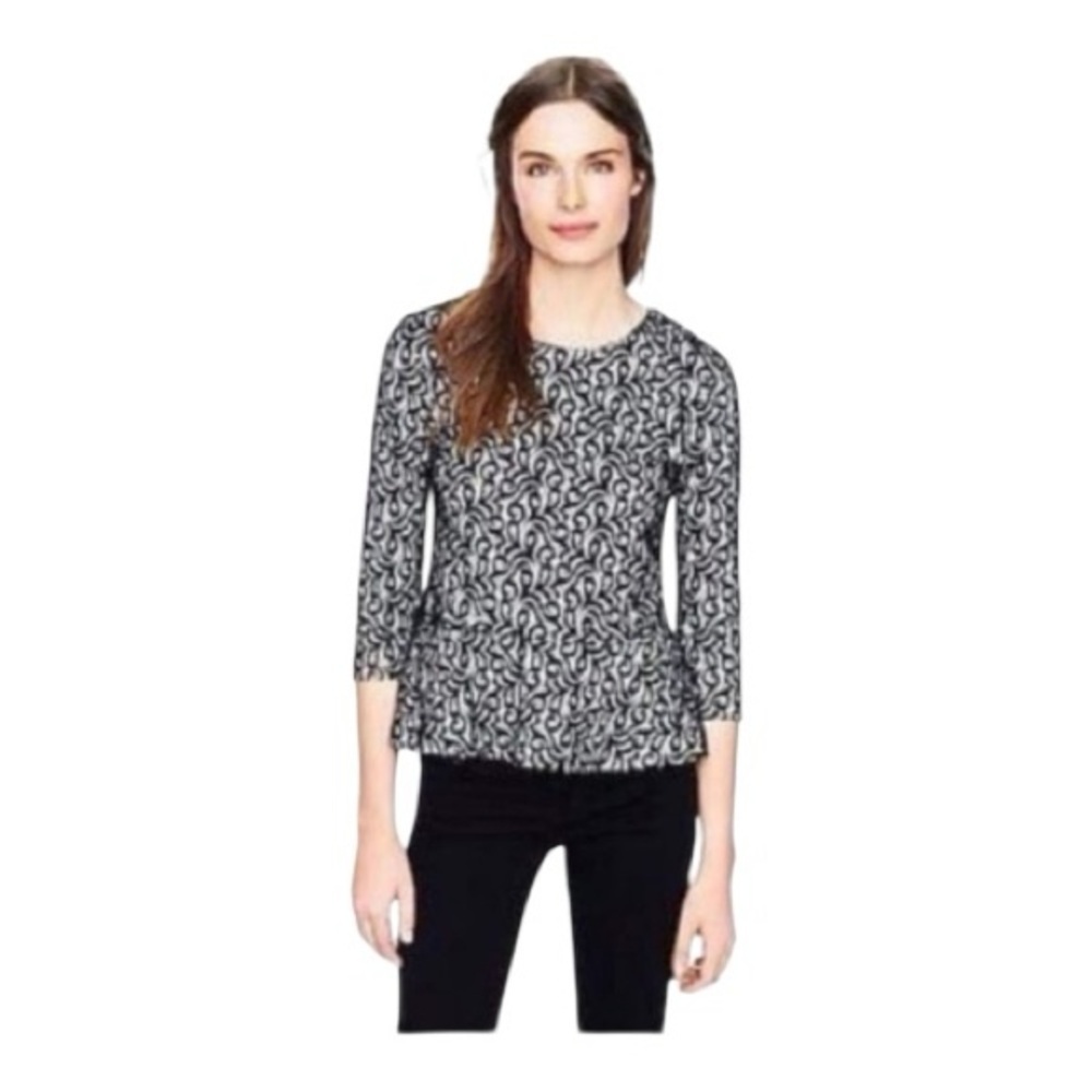 J. Crew Monochrome Lace Peplum Top
